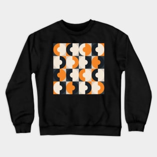 Retro Square and Circle Tile Orange Black and White Crewneck Sweatshirt